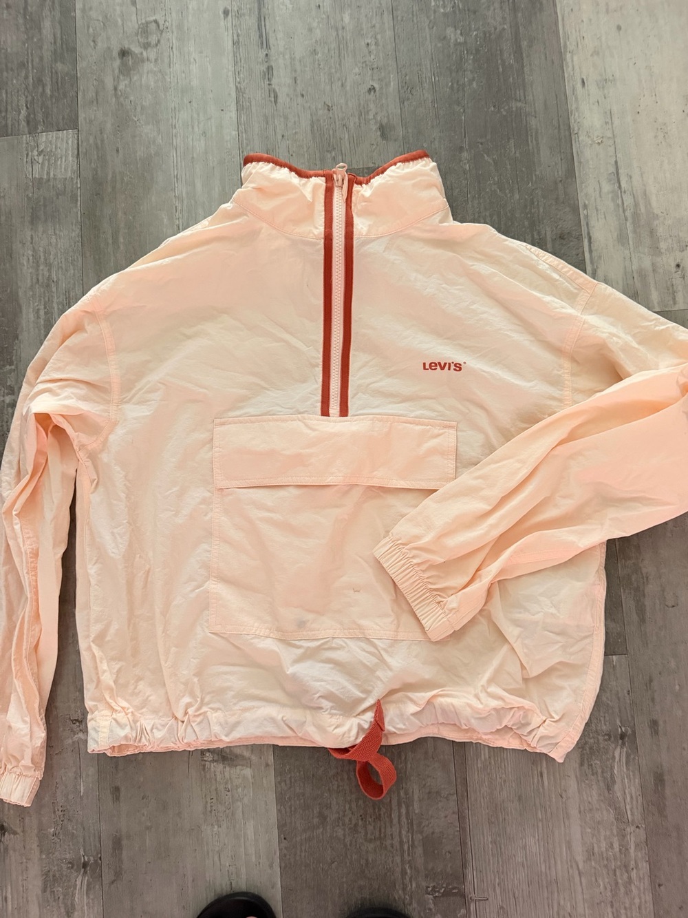 Levi's Light Peach Half-Zip Pullover with Red Trim NWT